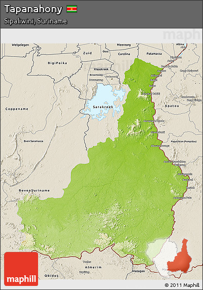 Physical 3D Map of Tapanahony, shaded relief outside