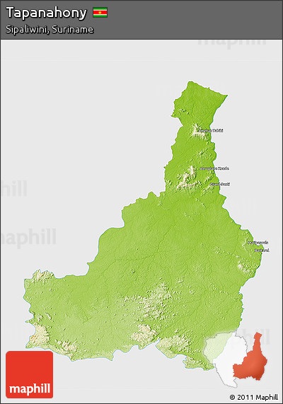 Physical 3D Map of Tapanahony, single color outside