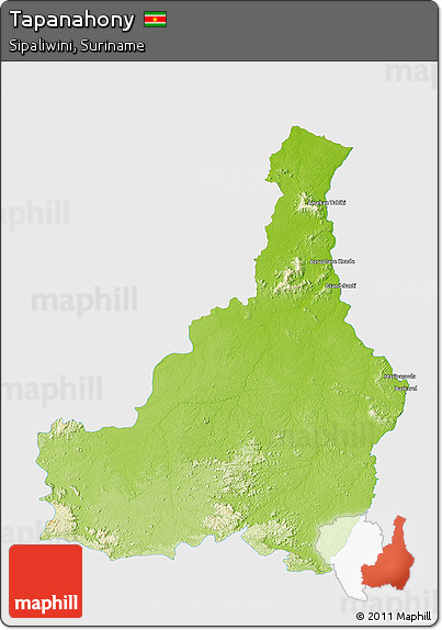 Physical 3D Map of Tapanahony, single color outside