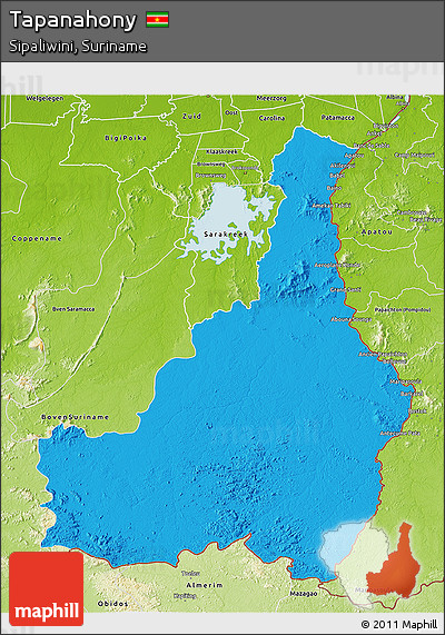 Political 3D Map of Tapanahony, physical outside
