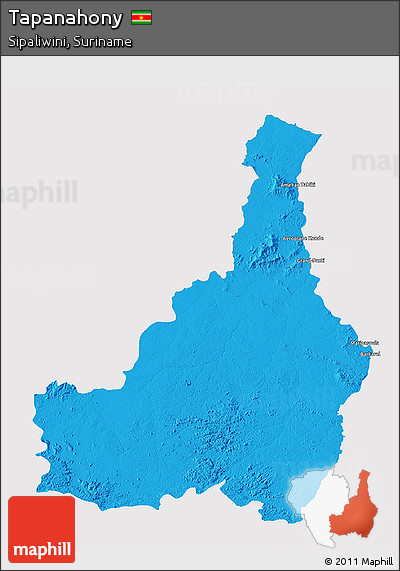 Political 3D Map of Tapanahony, single color outside