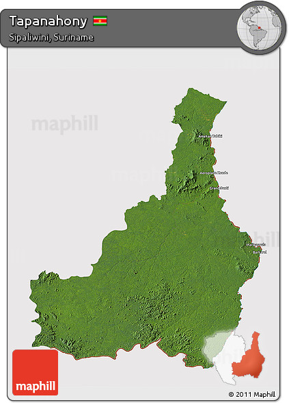 Satellite 3D Map of Tapanahony, cropped outside