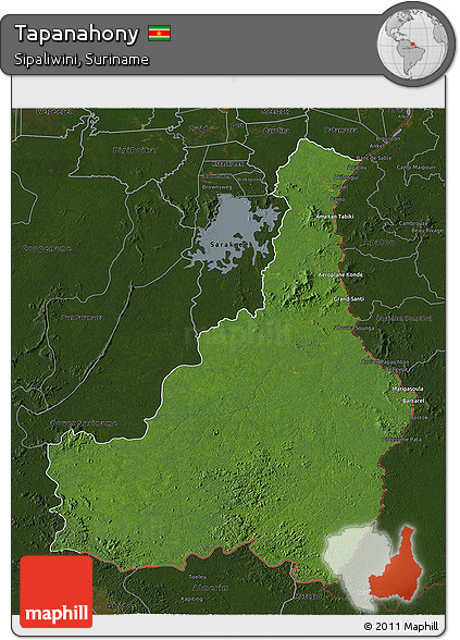 Satellite 3D Map of Tapanahony, darken