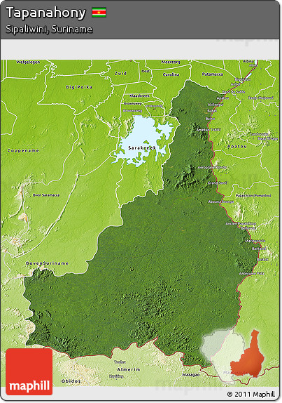 Satellite 3D Map of Tapanahony, physical outside