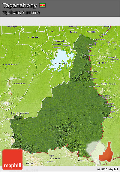 Satellite 3D Map of Tapanahony, physical outside