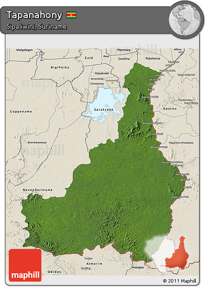 Satellite 3D Map of Tapanahony, shaded relief outside