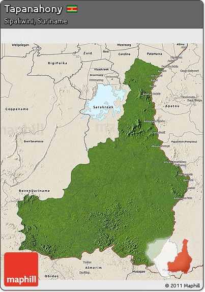 Satellite 3D Map of Tapanahony, shaded relief outside