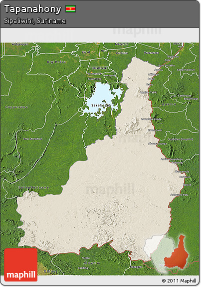 Shaded Relief 3D Map of Tapanahony, satellite outside
