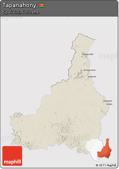 Shaded Relief 3D Map of Tapanahony, single color outside