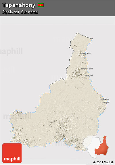 Shaded Relief 3D Map of Tapanahony, single color outside