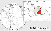 Blank Location Map of Tapanahony, highlighted country, within the entire country