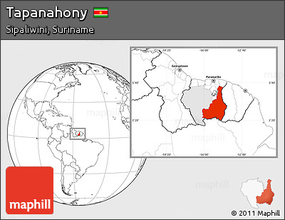 Blank Location Map of Tapanahony, highlighted parent region, within the entire country