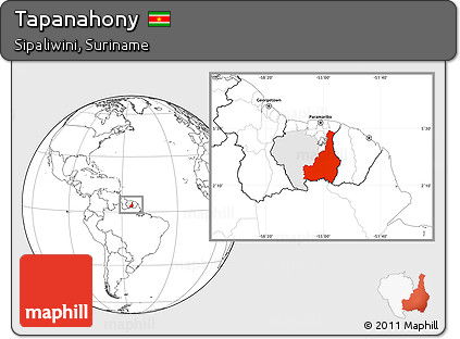 Blank Location Map of Tapanahony, highlighted parent region