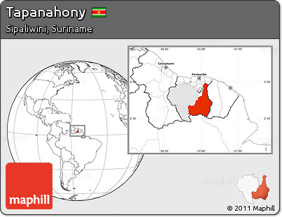 Blank Location Map of Tapanahony, highlighted parent region