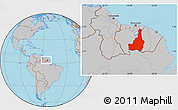 Gray Location Map of Tapanahony, within the entire country