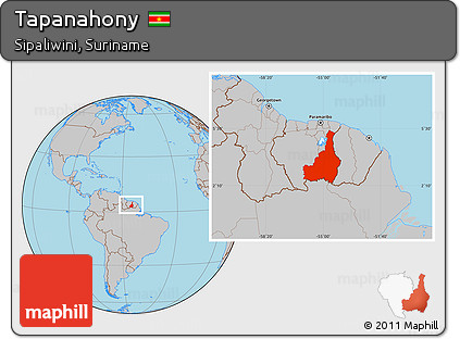 Gray Location Map of Tapanahony