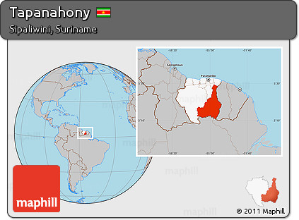 Gray Location Map of Tapanahony, highlighted country