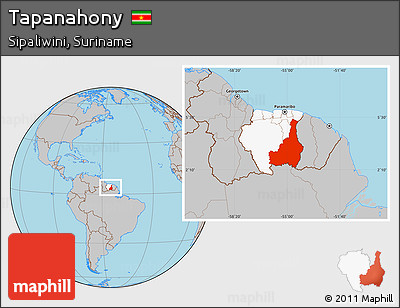 Gray Location Map of Tapanahony, highlighted country