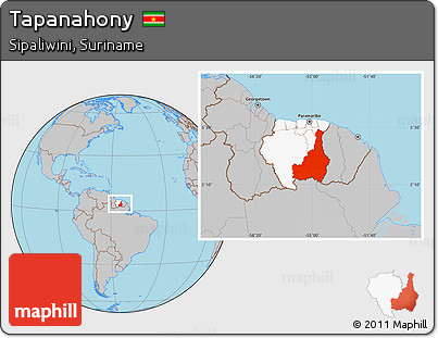 Gray Location Map of Tapanahony, highlighted country