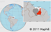 Gray Location Map of Tapanahony, highlighted country, highlighted parent region, within the entire country