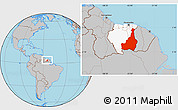 Gray Location Map of Tapanahony, highlighted country