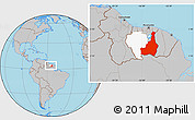 Gray Location Map of Tapanahony, highlighted parent region, within the entire country