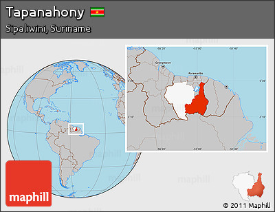 Gray Location Map of Tapanahony, highlighted parent region
