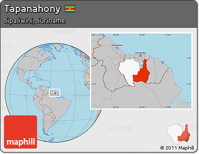 Gray Location Map of Tapanahony, highlighted parent region