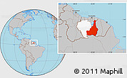 Gray Location Map of Tapanahony, highlighted parent region