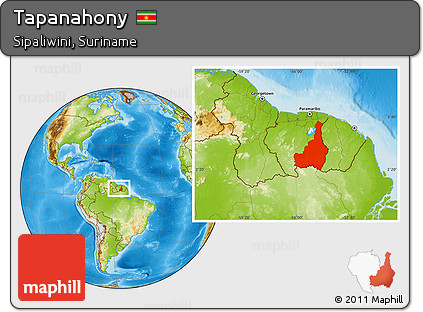 Physical Location Map of Tapanahony, within the entire country
