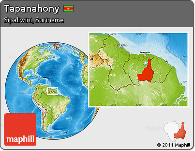 Physical Location Map of Tapanahony, within the entire country