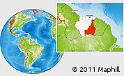 Physical Location Map of Tapanahony, highlighted country
