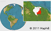 Satellite Location Map of Tapanahony, highlighted country, within the entire country