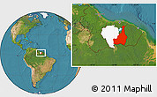 Satellite Location Map of Tapanahony, highlighted parent region, within the entire country