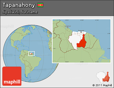 Savanna Style Location Map of Tapanahony, highlighted country