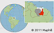 Savanna Style Location Map of Tapanahony, highlighted country, highlighted parent region, within the entire country