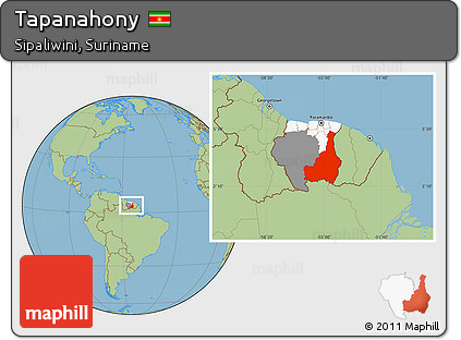 Savanna Style Location Map of Tapanahony, highlighted country, highlighted parent region