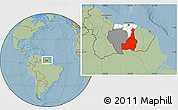 Savanna Style Location Map of Tapanahony, highlighted country, highlighted parent region, hill shading