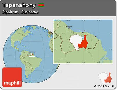 Savanna Style Location Map of Tapanahony, highlighted parent region