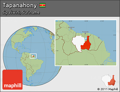 Savanna Style Location Map of Tapanahony, highlighted parent region