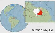 Savanna Style Location Map of Tapanahony, highlighted parent region, hill shading