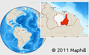 Shaded Relief Location Map of Tapanahony, highlighted parent region