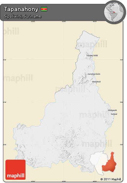 Classic Style Map of Tapanahony, single color outside