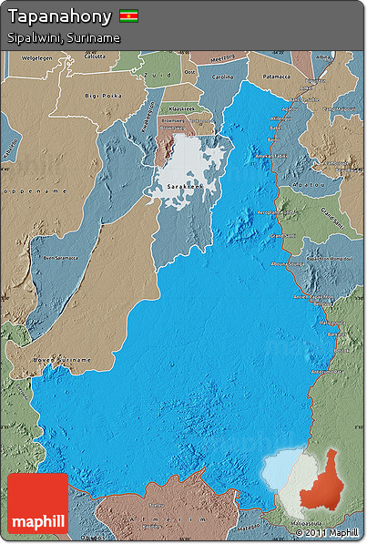 Political Map of Tapanahony, semi-desaturated