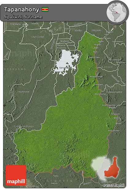 Satellite Map of Tapanahony, semi-desaturated