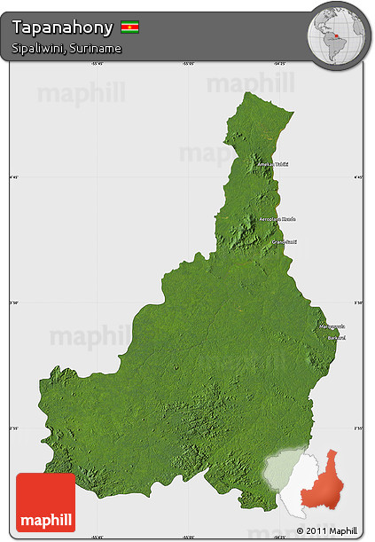 Satellite Map of Tapanahony, single color outside