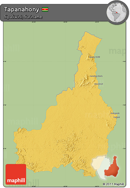 Savanna Style Map of Tapanahony, single color outside