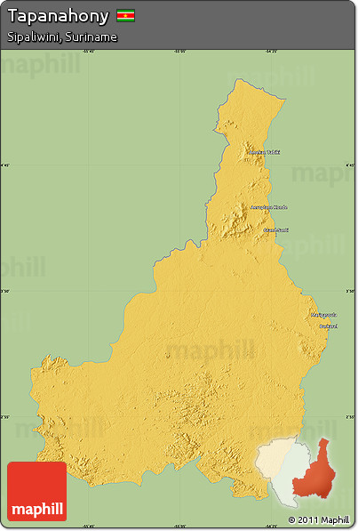 Savanna Style Map of Tapanahony, single color outside