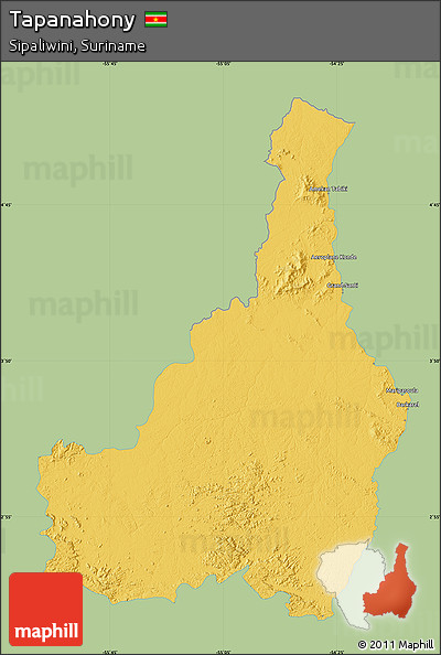 Savanna Style Map of Tapanahony, single color outside