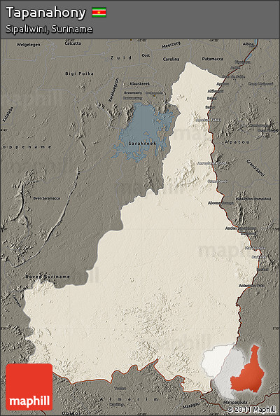 Shaded Relief Map of Tapanahony, darken
